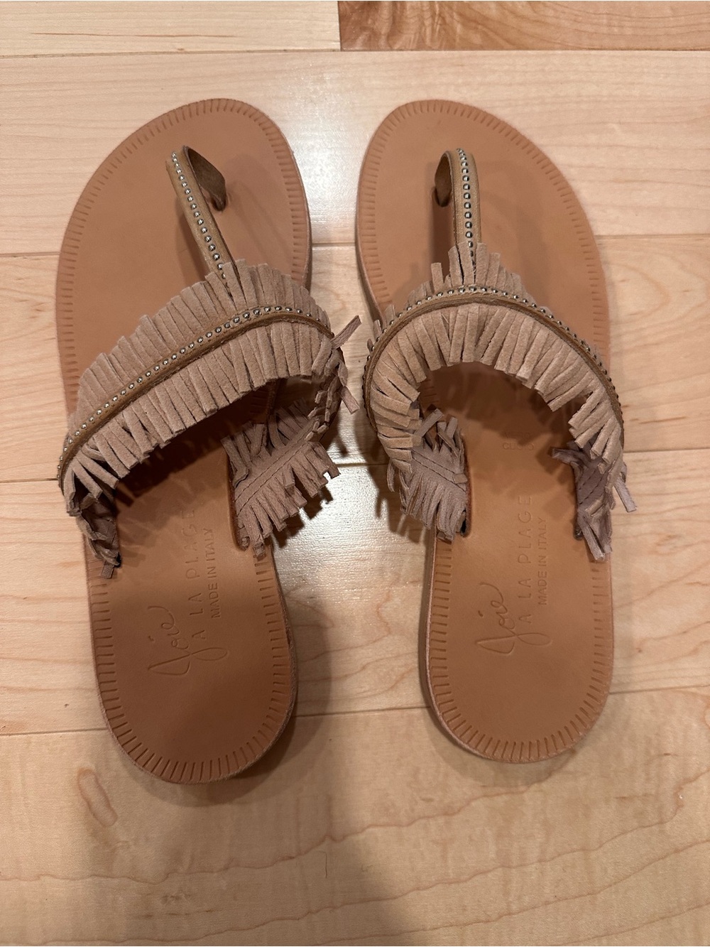 Joie Women’s Tan Fringe flip flops